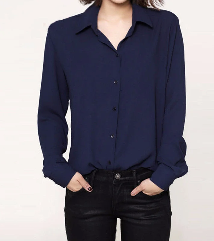 Fashion Women casual tops Long Sleeve Chiffon Shirt Blouse Simple women's plus size-- Notch Collar Peter Pan Collar Cowl Neck Fashion Women casual tops Long Sleeve Chiffon Shirt Blouse Simple women's plus size-- Notch Collar Peter Pan Collar Cowl Neck