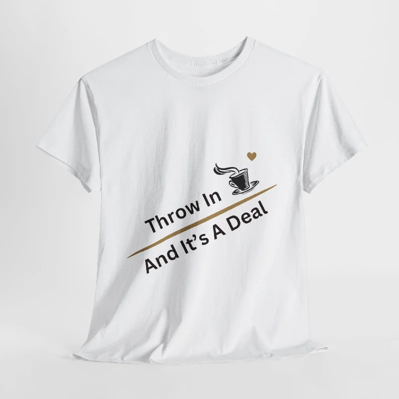 Throw in Coffee and It's a Deal T-Shirt-- Beaded Sequined Faux Fur