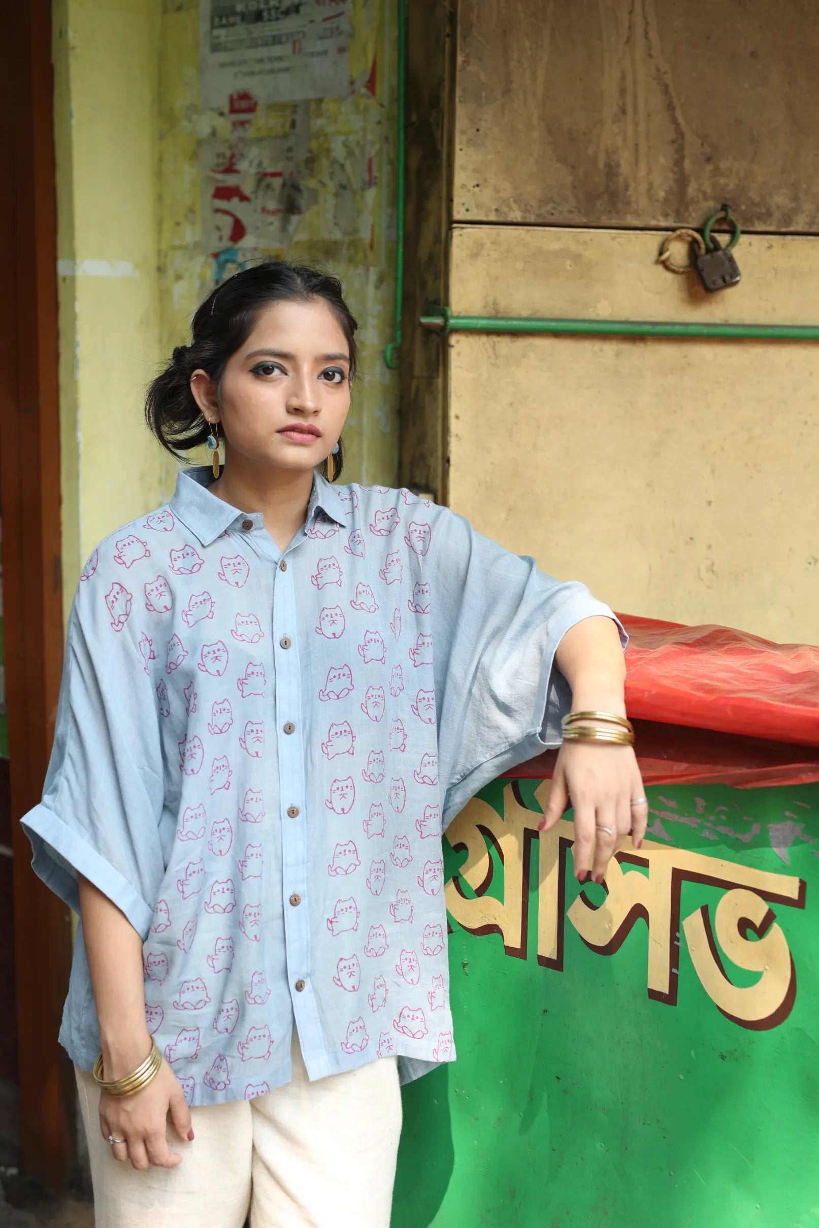 Sunset at Cat Island Handloom Bamboo Button Down Shirt Steel Blue-- Anti-Pilling Machine Wash Handmade Sunset at Cat Island Handloom Bamboo Button Down Shirt Steel Blue-- Anti-Pilling Machine Wash Handmade