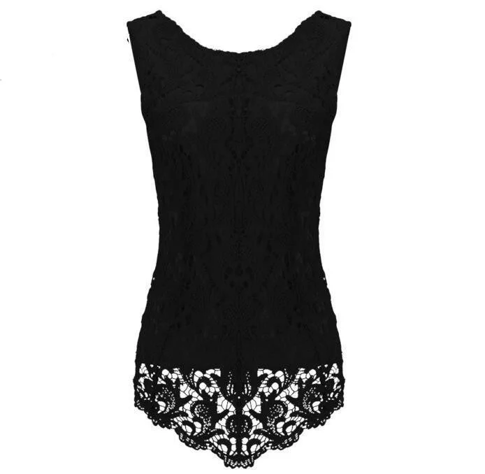 Womens Sleeveless Lace Blouse Fashion Fitness Female Chiffon Blouse Elegant Office Shirt Women Tops-- Seamless Knitted Crochet Womens Sleeveless Lace Blouse Fashion Fitness Female Chiffon Blouse Elegant Office Shirt Women Tops-- Seamless Knitted Crochet