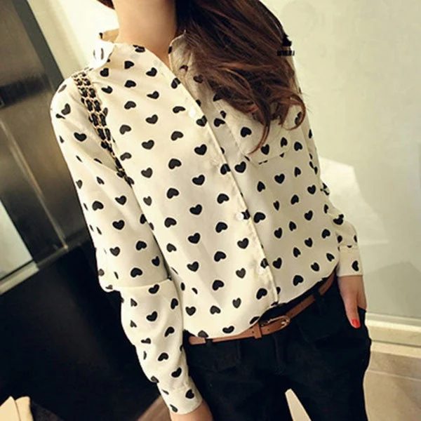 Fashion Vintage Women's Shirt Chiffon Blouse Love Heart Sweet Black Women Long Sleeve Tops-- Lace Blend Ribbed Blend Corduroy Blend Fashion Vintage Women's Shirt Chiffon Blouse Love Heart Sweet Black Women Long Sleeve Tops-- Lace Blend Ribbed Blend Corduroy Blend