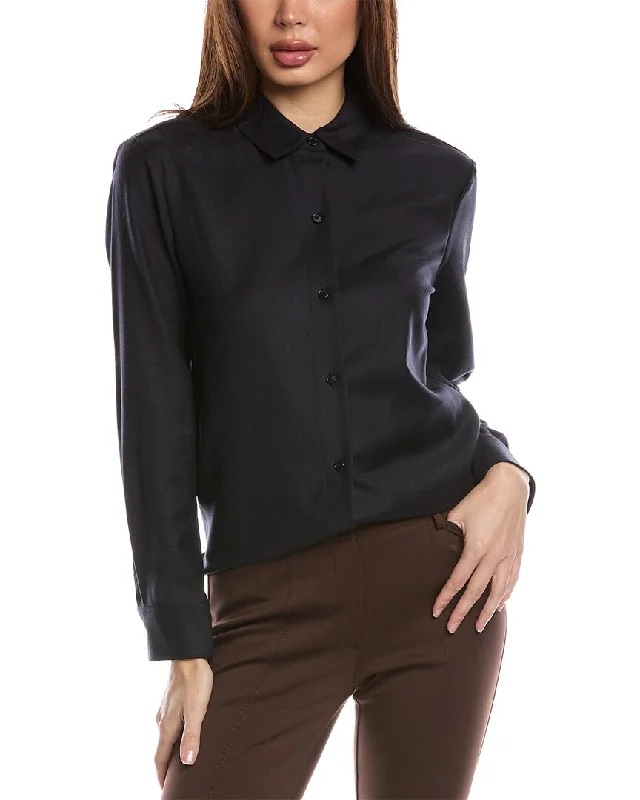 Theory Straight Wool Shirt-- Jersey Fabric Tulle Fabric Batik Fabric
