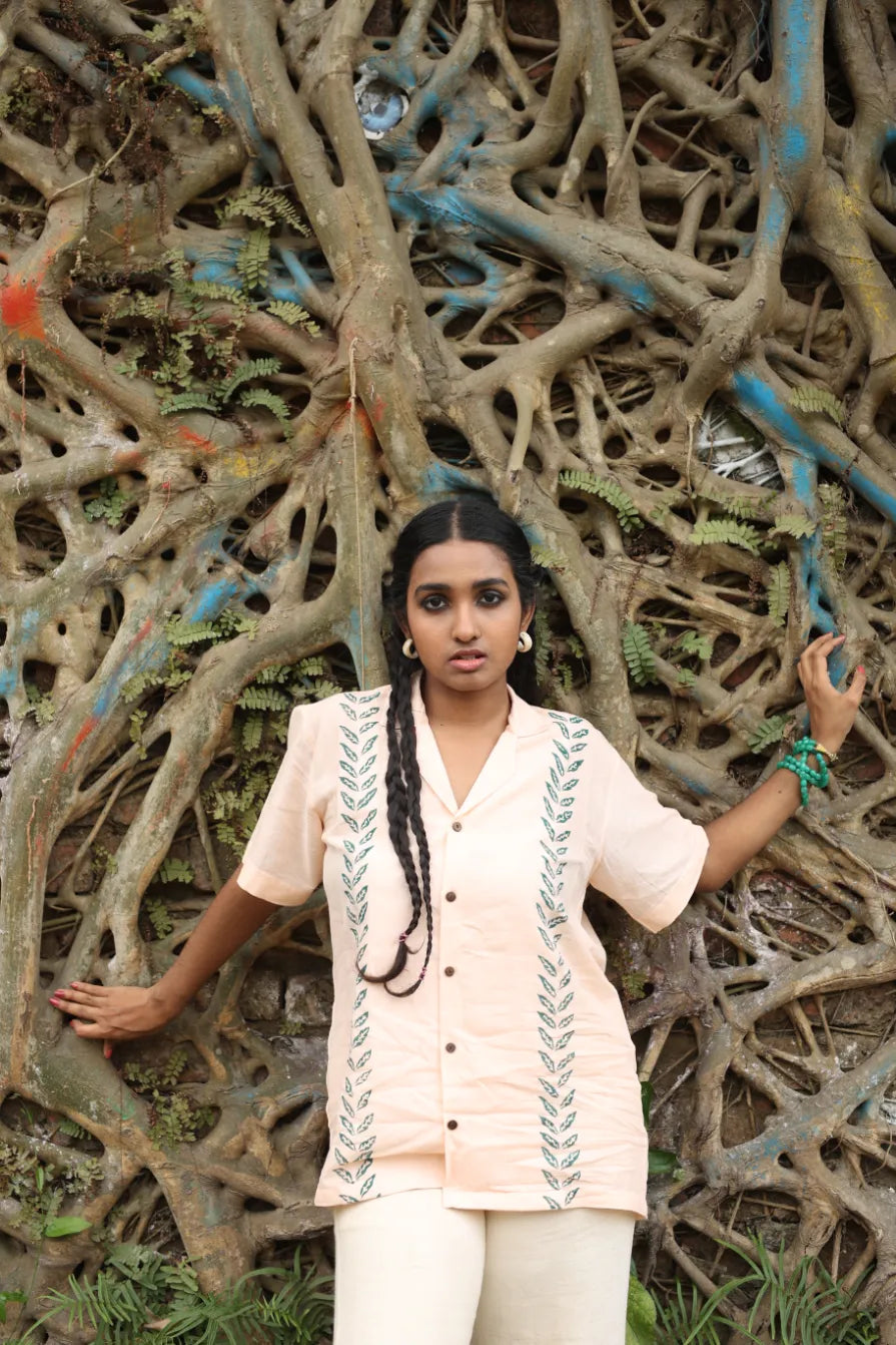 Comfort of the Wilderness Handloom Organic Cotton Shirt-- Chenille Brocade Lace