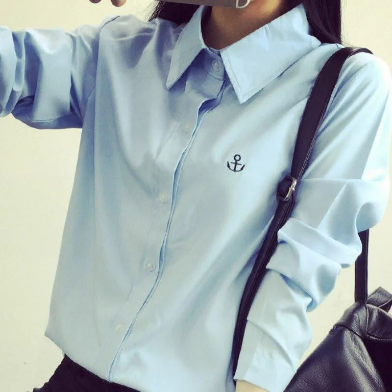 Solid Women Casual Long Sleeve Blouse Tops Button Down Lapel Shirt Blouse S-XL-- Solid Print Embellished Solid Women Casual Long Sleeve Blouse Tops Button Down Lapel Shirt Blouse S-XL-- Solid Print Embellished