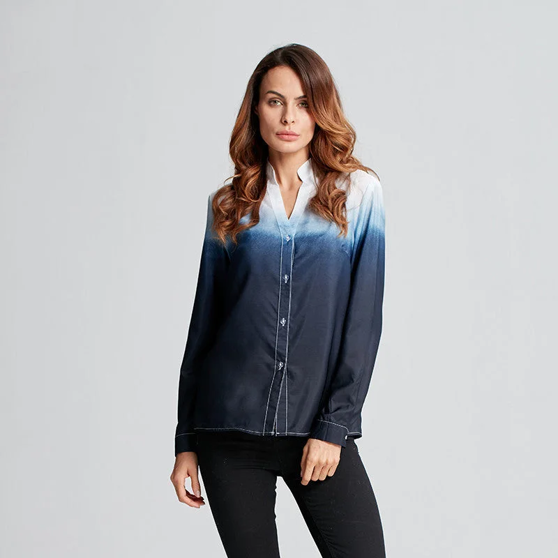 Fashion Women Blouses Casual Leisure Long Sleeve V Neck Loose Gradient Color Shirts Tops Plus Size-- Print Jacquard Patchwork Fashion Women Blouses Casual Leisure Long Sleeve V Neck Loose Gradient Color Shirts Tops Plus Size-- Print Jacquard Patchwork