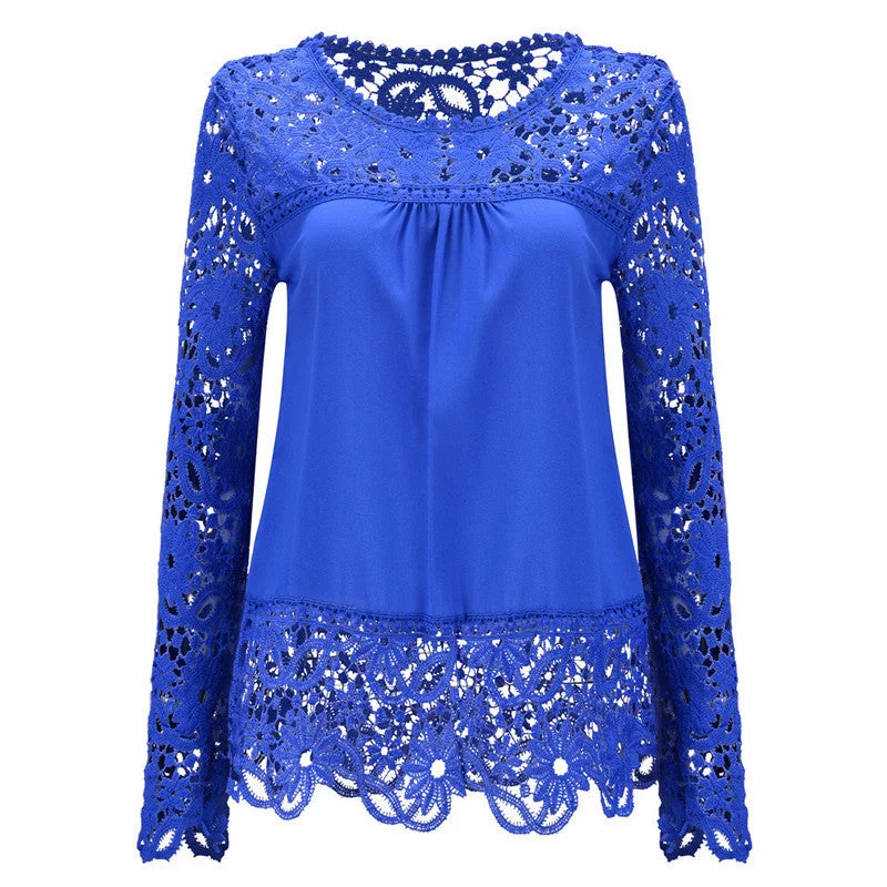 Long Sleeve Chiffon Shirt Women Blouses Plus Size Women Clothing Lace Splice Lace Blouse Women Casual Tops-- Fitted T-Shirt Seamless Stretchy Long Sleeve Chiffon Shirt Women Blouses Plus Size Women Clothing Lace Splice Lace Blouse Women Casual Tops-- Fitted T-Shirt Seamless Stretchy