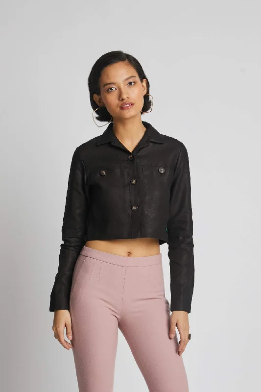 Nova Crop Shirt-- Lace Blend Ribbed Blend Corduroy Blend