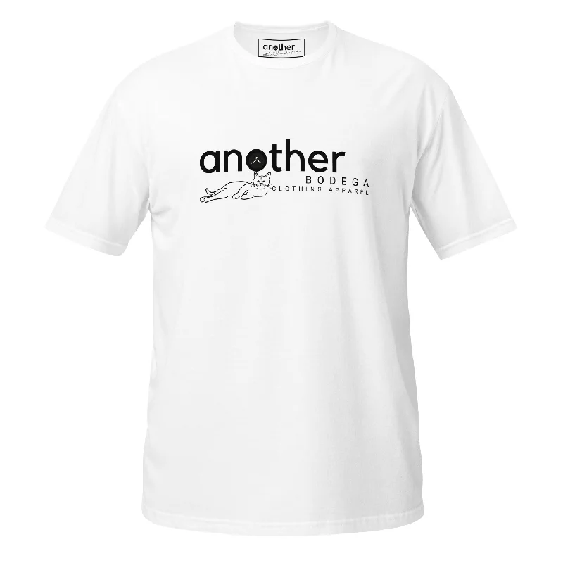 Another Bodega Unisex T-Shirt (White)-- Notch Collar Peter Pan Collar Cowl Neck