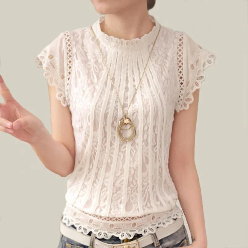 Women Fashion Plus Size Crochet Hollow out Lace Blouse Short Sleeve White Black Slim Tops Shirts-- Mesh Fabric Canvas Fabric Denim Fabric Women Fashion Plus Size Crochet Hollow out Lace Blouse Short Sleeve White Black Slim Tops Shirts-- Mesh Fabric Canvas Fabric Denim Fabric