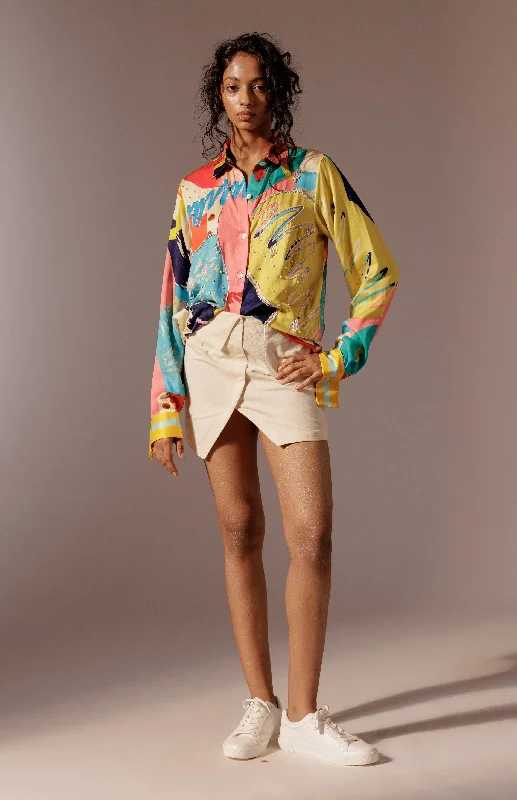 Juno Embroidered Shirt-- Wool Fabric Cashmere Fabric Tweed Fabric