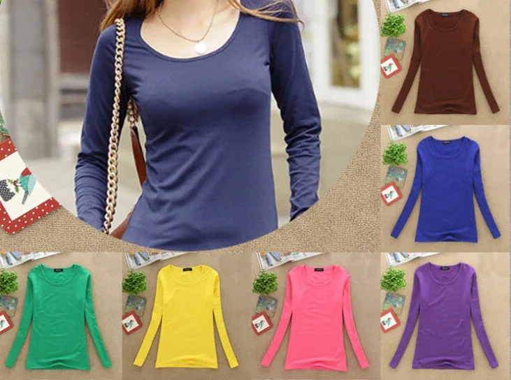 Women Fashion Clothing Tops Ladies Blouses Casual Long Sleeve Bottoming Shirts W00271-- Knit Fabric Woven Fabric Fleece Fabric Women Fashion Clothing Tops Ladies Blouses Casual Long Sleeve Bottoming Shirts W00271-- Knit Fabric Woven Fabric Fleece Fabric
