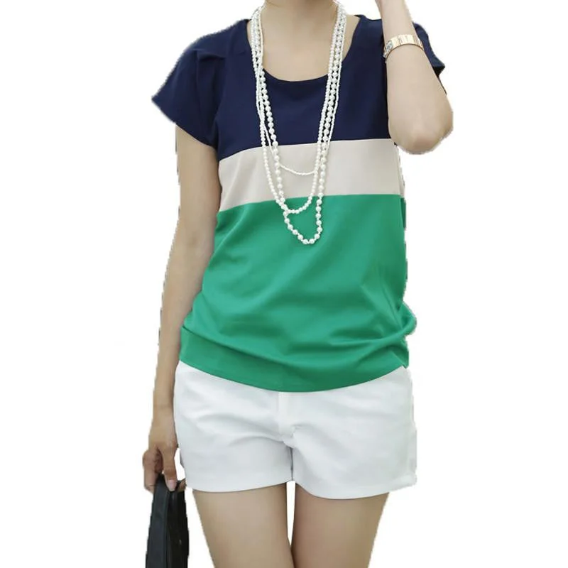 Women's Blouses Fashion Casual Style Women's Blouse Tricolor Stitching Short-sleeved Women Shirts Woman Shirt Ladies Top-- Silk Blend Satin Velvet Women's Blouses Fashion Casual Style Women's Blouse Tricolor Stitching Short-sleeved Women Shirts Woman Shirt Ladies Top-- Silk Blend Satin Velvet