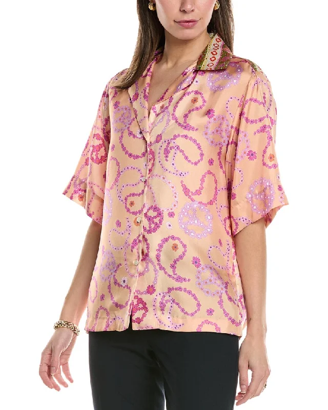 Sandro Silk Shirt-- Fleece Fabric Down Fabric Feather Fabric
