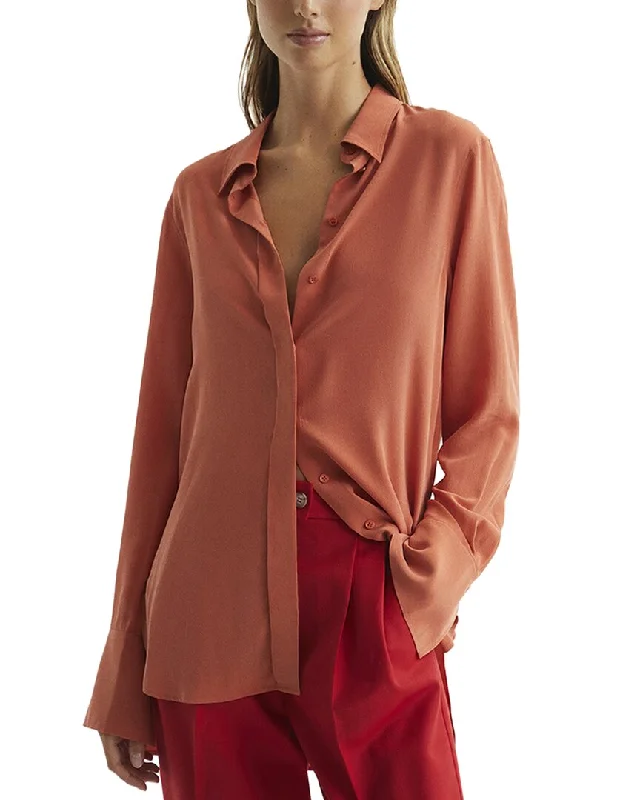 Reiss Eden Matte Silk Tunic Shirt-- Fleece Nylon Spandex