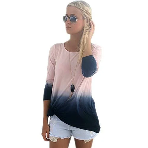 Women's Fashion Round Neck Long Sleeve Gradient Color Top Shirt Blouse High-- Chenille Blend Fleece Blend Nylon Blend Women's Fashion Round Neck Long Sleeve Gradient Color Top Shirt Blouse High-- Chenille Blend Fleece Blend Nylon Blend