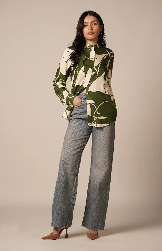 Kaee Oversized Shirt-- Houndstooth Herringbone Solid