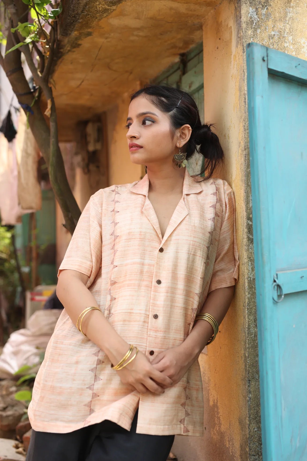 Indie Summer Handloom Organic Cotton Shirt-- Anti-Pilling Machine Wash Handmade