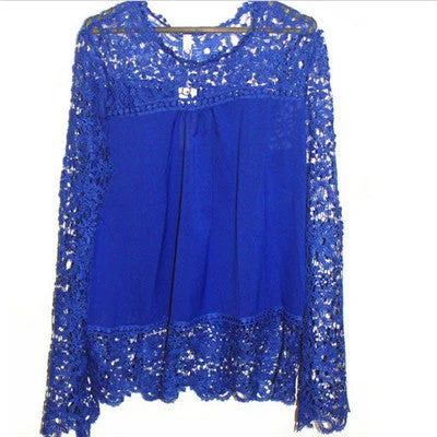 5XL push size Women Chiffon Blouses Fashion Lace long Sleeve Shirt Crochet Tops XXXL-- Terry Blend Velvet Blend Canvas Blend 5XL push size Women Chiffon Blouses Fashion Lace long Sleeve Shirt Crochet Tops XXXL-- Terry Blend Velvet Blend Canvas Blend