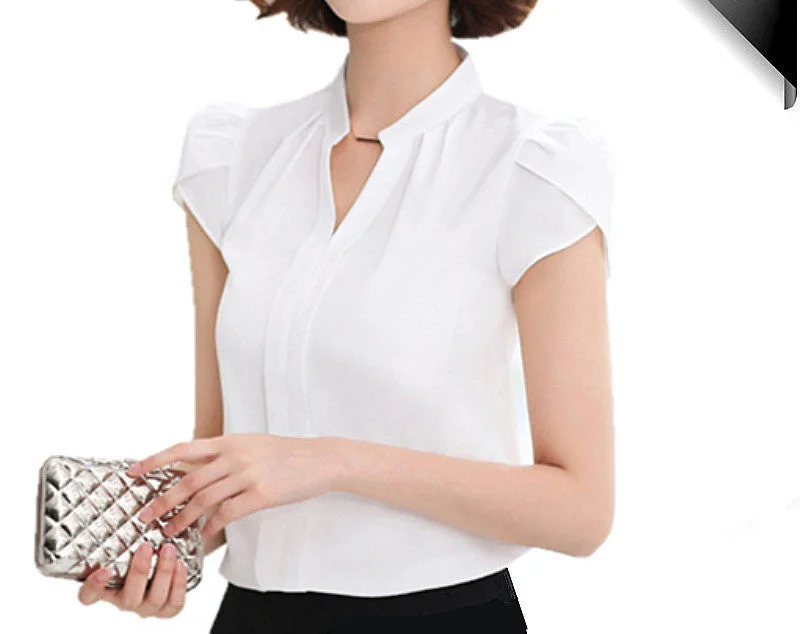 Chiffon Fashion White Blouse Women Short Sleeve Shirts Female Office v neck lady Shirt Style-- Chenille Fabric Brocade Fabric Lace Fabric Chiffon Fashion White Blouse Women Short Sleeve Shirts Female Office v neck lady Shirt Style-- Chenille Fabric Brocade Fabric Lace Fabric