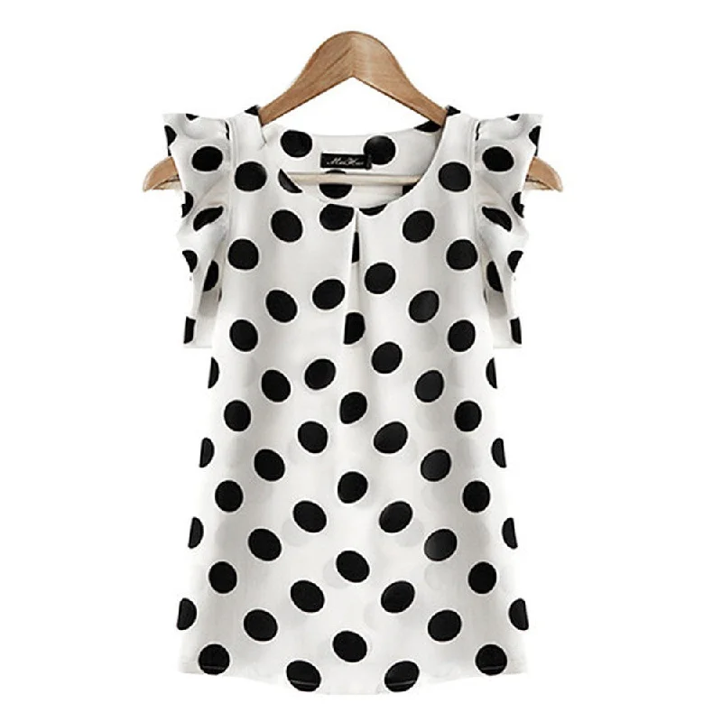 Women Printed Polka Dot Casual Chiffon Blouse Short Sleeve Shirt Tops Vestidos-- Plaid T-Shirt Polka Dot Checkered Women Printed Polka Dot Casual Chiffon Blouse Short Sleeve Shirt Tops Vestidos-- Plaid T-Shirt Polka Dot Checkered