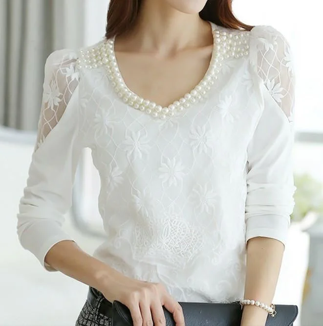 women Bright Bead V-neck lace Floral blouse shirts woman long sleeve top blouses Ladies tops-- Wool Fabric Cashmere Fabric Tweed Fabric women Bright Bead V-neck lace Floral blouse shirts woman long sleeve top blouses Ladies tops-- Wool Fabric Cashmere Fabric Tweed Fabric