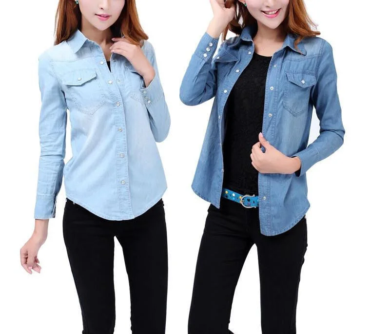 Woman Denim Shirts Fashion Style Long Sleeve Casual Shirt Women 2 Colors Blouses Plus Size-- Real Fur Shearling Chenille Woman Denim Shirts Fashion Style Long Sleeve Casual Shirt Women 2 Colors Blouses Plus Size-- Real Fur Shearling Chenille