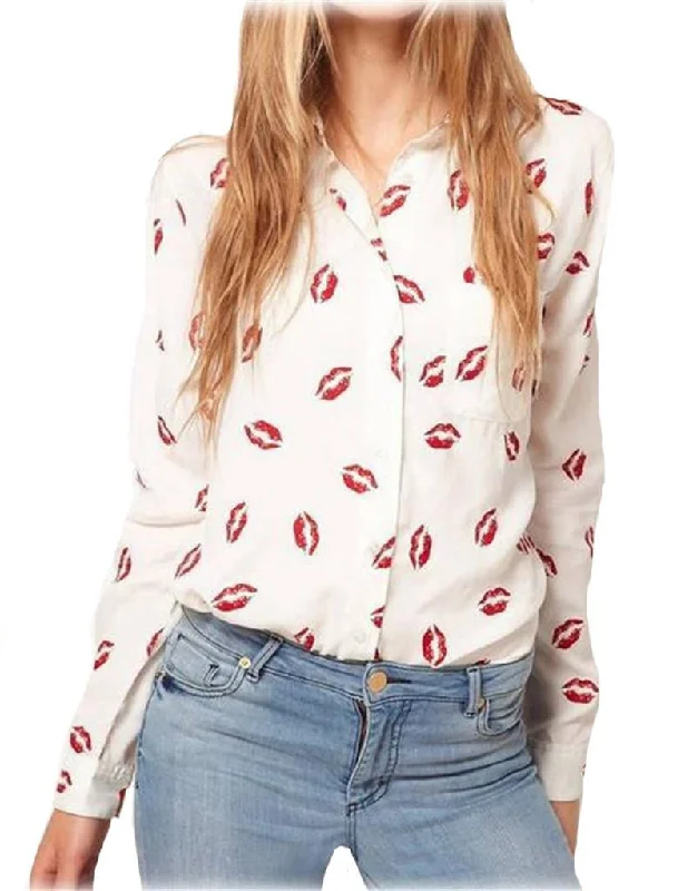 Women Blouse Fashion Turn-down Collar Red Lip Print White Lady Chiffon Shirt Long Sleeve Tops y487-- Print Jacquard Patchwork Women Blouse Fashion Turn-down Collar Red Lip Print White Lady Chiffon Shirt Long Sleeve Tops y487-- Print Jacquard Patchwork