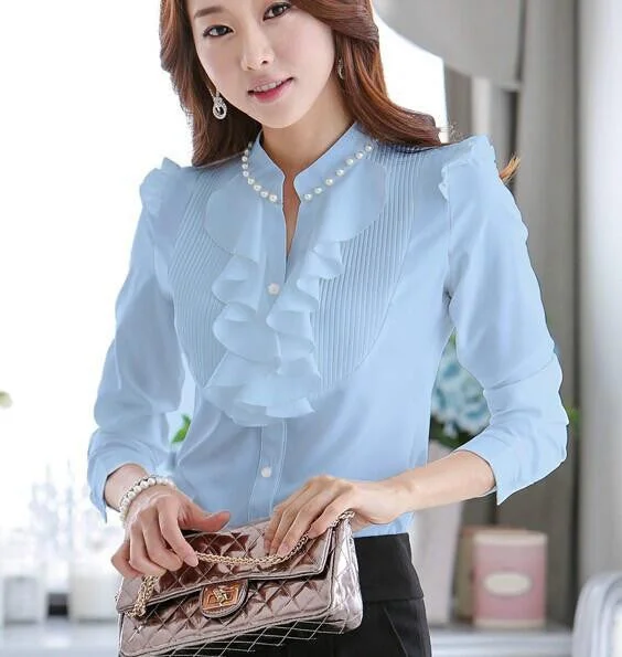 Women Blouses Long Sleeve Slim Chiffon Top Women Shirts Beading chiffon tops-- Fitted T-Shirt Seamless Stretchy Women Blouses Long Sleeve Slim Chiffon Top Women Shirts Beading chiffon tops-- Fitted T-Shirt Seamless Stretchy