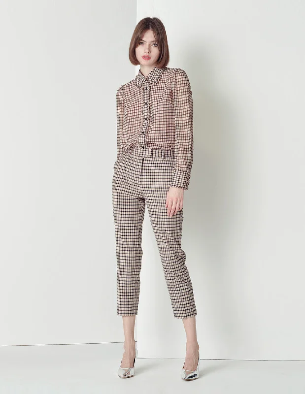 MARYLING Black pink fungus border plaid shirt-- Anti-Shrink Durable Soft