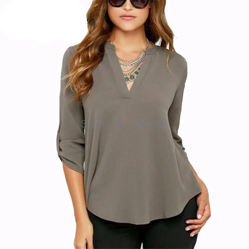 Women Tops And Blouses Fashion Lady Long Sleeve V-Neck Shirt Women Chiffon Blouse-- Silk Blend Satin Velvet Women Tops And Blouses Fashion Lady Long Sleeve V-Neck Shirt Women Chiffon Blouse-- Silk Blend Satin Velvet