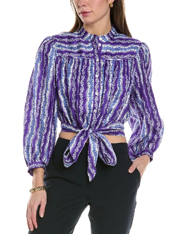Sandro Silk Shirt-- Notch Collar Peter Pan Collar Cowl Neck