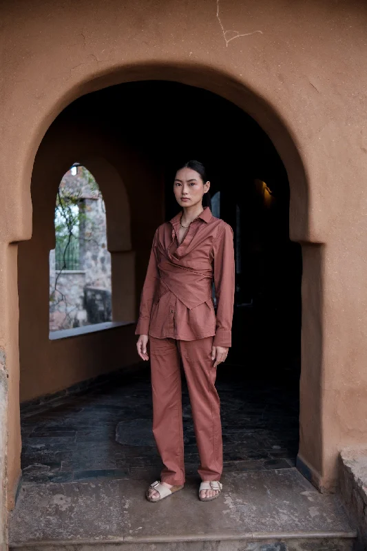 The Terra Tribe Copper Seattle Wrap Shirt-- Beaded Sequined Faux Fur