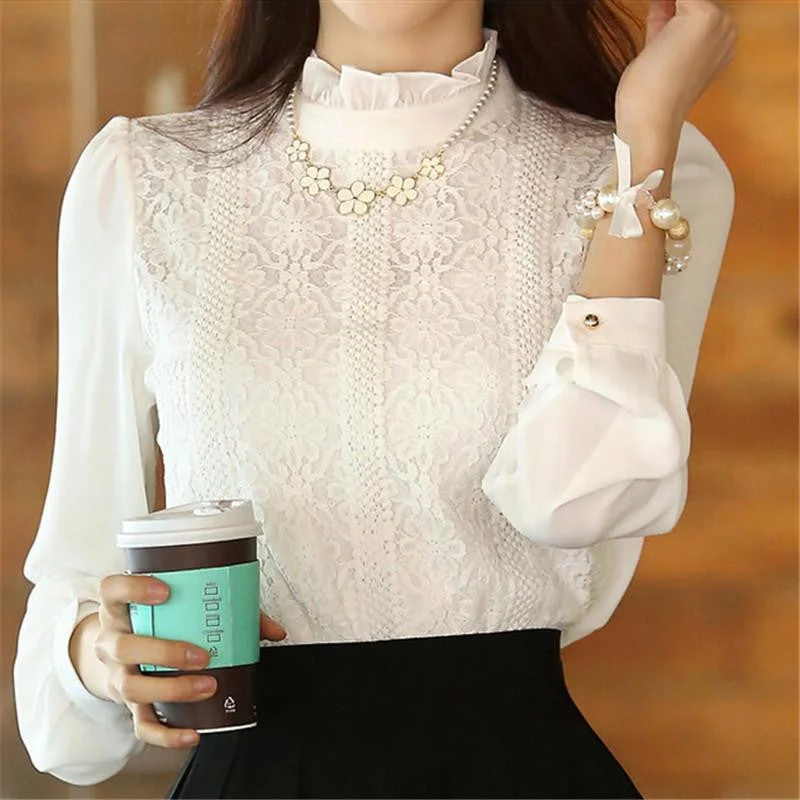 Women blouses Style clothing Fashion Elegant White Shirts Crochet Lace Long Sleeve Chiffon Blouses-- Sequined Glittery Shiny Women blouses Style clothing Fashion Elegant White Shirts Crochet Lace Long Sleeve Chiffon Blouses-- Sequined Glittery Shiny