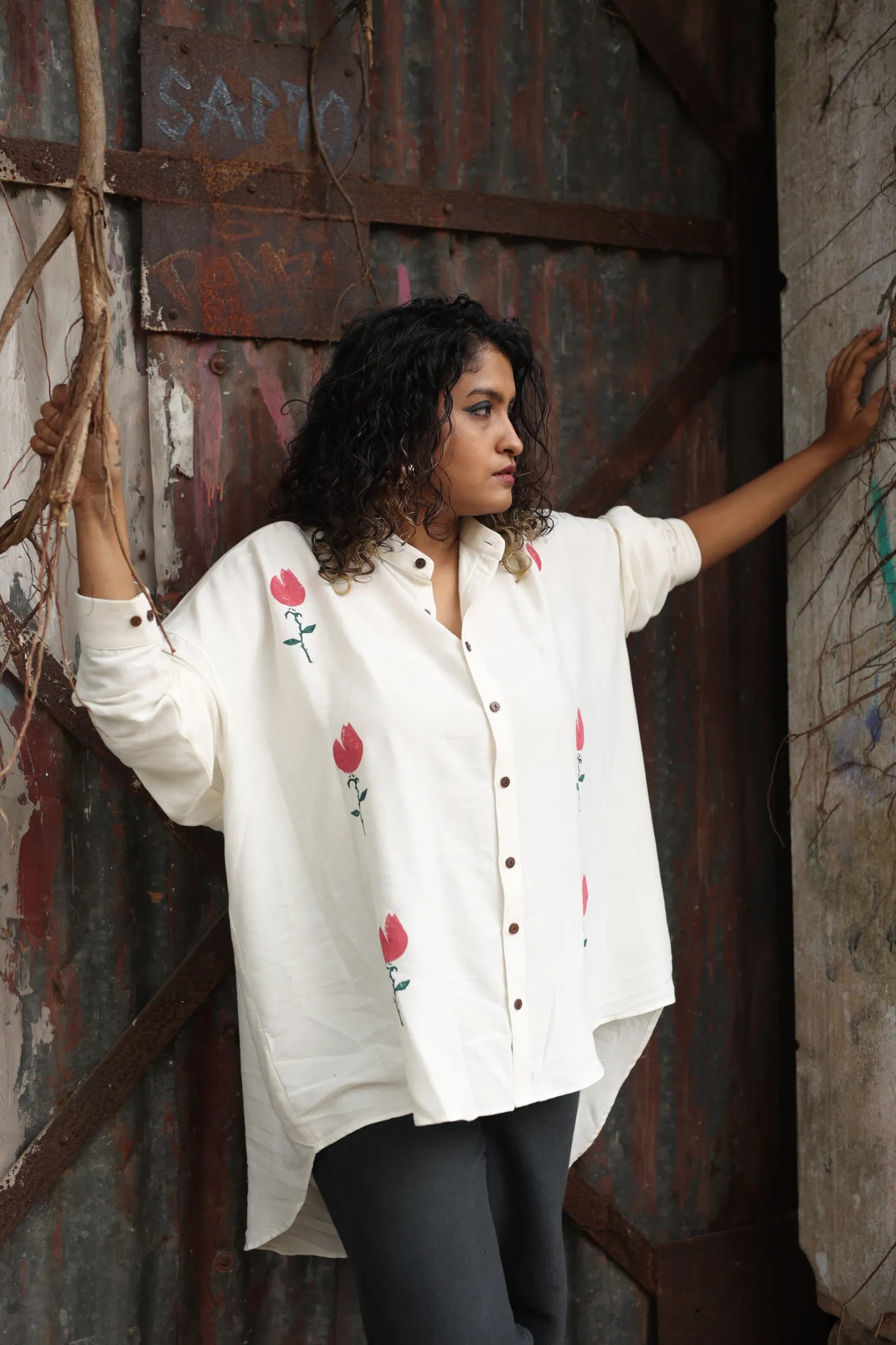 Can I Call You Rose? Handloom Bamboo Fabric Shirt-- Modern Contemporary Chic