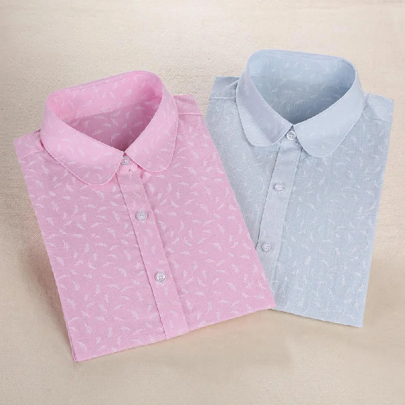 Women Cotton Linen Blouse Turn-down Collar Long Sleeve Printed Shirts Women Tops And Blouses Fashion Clothings-- Satin Blend Silk Blend Wool Blend Women Cotton Linen Blouse Turn-down Collar Long Sleeve Printed Shirts Women Tops And Blouses Fashion Clothings-- Satin Blend Silk Blend Wool Blend