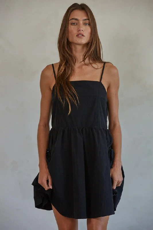 Cherney Mini Dress - Black Elegant Off-Shoulder Dress Mini