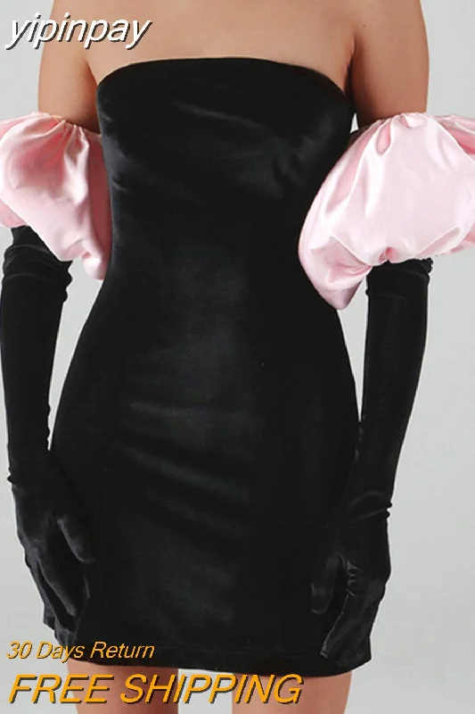 yipinpay 2023 Long Puff Sleeve Off Shoulder Autumn Winter Elegant Evening Party White Black Mini Dress Sexy Women Kawaii Dresses Cozy Satin Mini Dress yipinpay 2023 Long Puff Sleeve Off Shoulder Autumn Winter Elegant Evening Party White Black Mini Dress Sexy Women Kawaii Dresses Cozy Satin Mini Dress