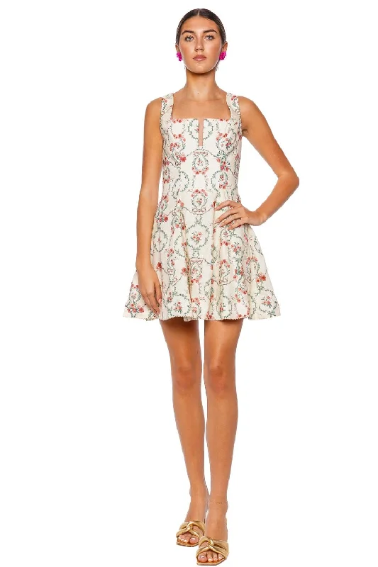 Agua Mosqueta Embroidered Linen Mini Dress Classic Floral Mini Dress