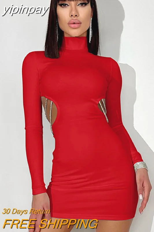 yipinpay Dress Long Sleeve Black Dress Women Chain Turtleneck Dress Autumn Winter Bodycon Dress Streetwear White Mini Dress Fashionable Lace Mini Dress yipinpay Dress Long Sleeve Black Dress Women Chain Turtleneck Dress Autumn Winter Bodycon Dress Streetwear White Mini Dress Fashionable Lace Mini Dress