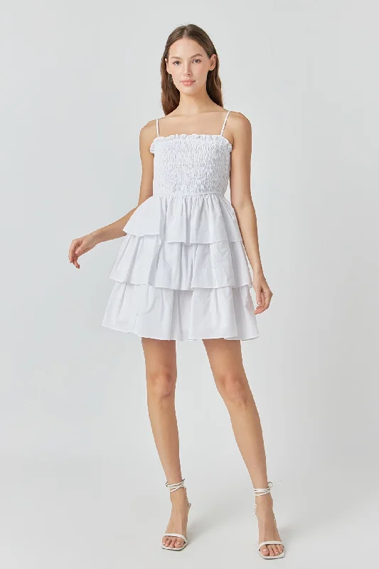Endless Rose - Spaghetti Smocked Tiered Mini Dress Classic Floral Mini Dress