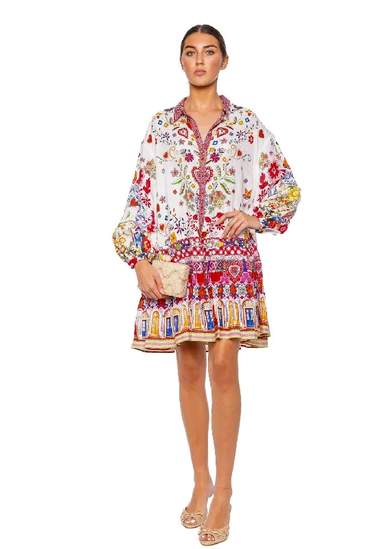 Faith Luck & Justice Long Sleeve Mini Dress Stylish Sweetheart Mini Dress