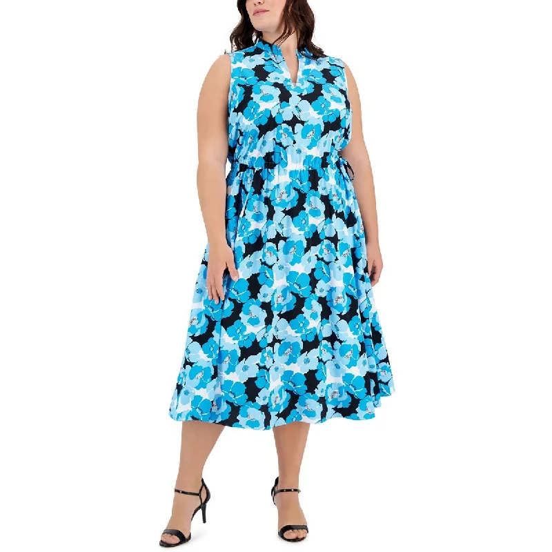 Womens Floral Print Fit & Flare Dress Tunics Chinos classic