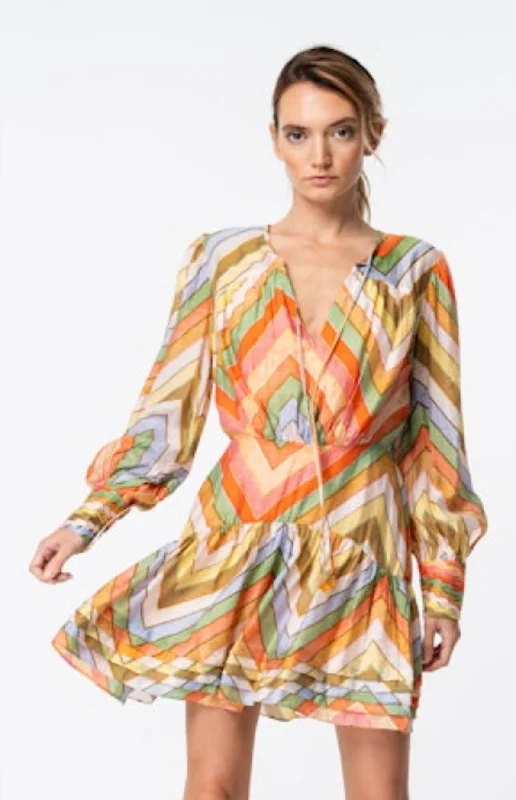 Emerie Striped Mini Dress - Tangerine Multi Chic Halter Mini Dress