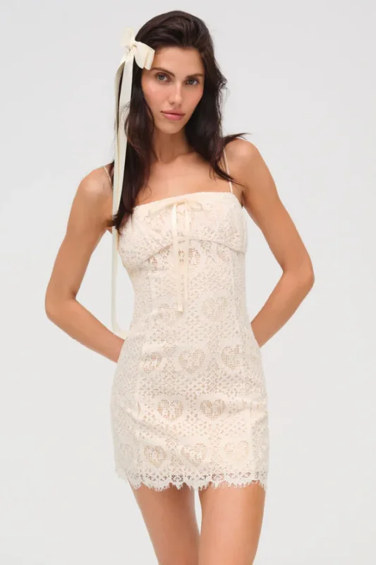 Claire Lace Heart Mini Dress Cozy T-Shirt Mini Dress