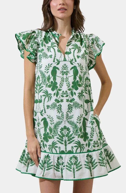 Davina Floral Ebba Shift Mini Dress Chic Pleated Mini Dress