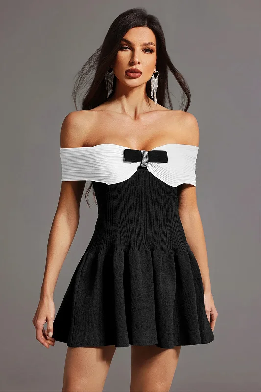 Ellie Strapless Bow Mini Dress Elegant Tulle Mini Dress