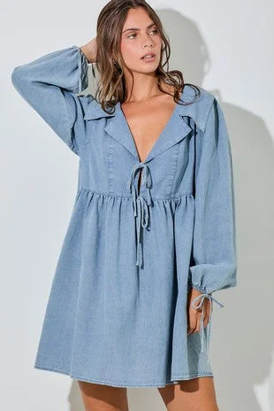 Cherish Chambray Mini Dress Elegant Satin Lace Mini Dress