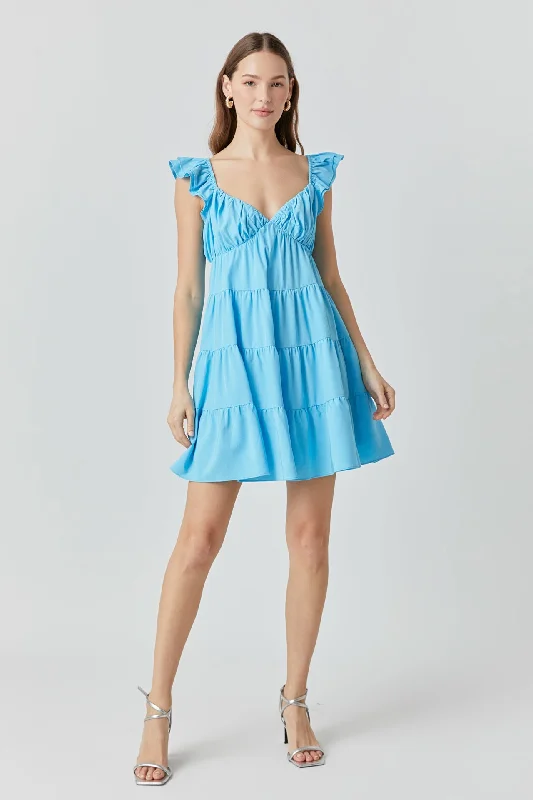 Endless Rose - Tiered Mini Dress Classic Floral Print Mini Dress