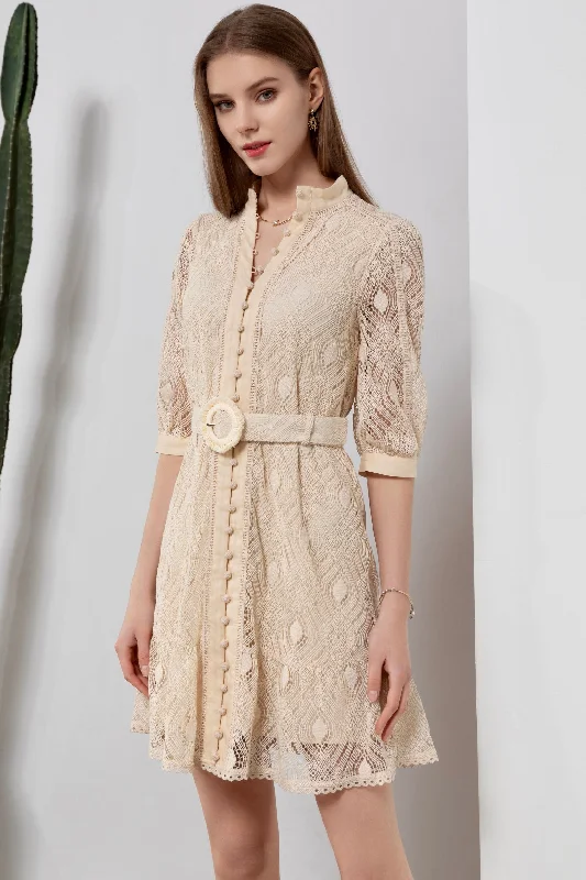 Isadore Mini Dress - Cream - GDS Tunics Timeless classic
