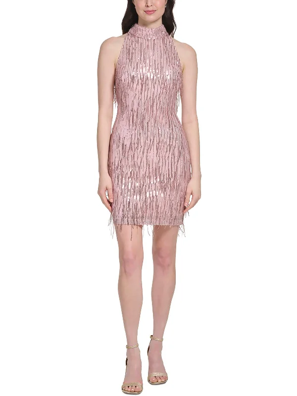 Womens Sequined Short Cocktail And Party Dress Tunics Sophisticated sleek